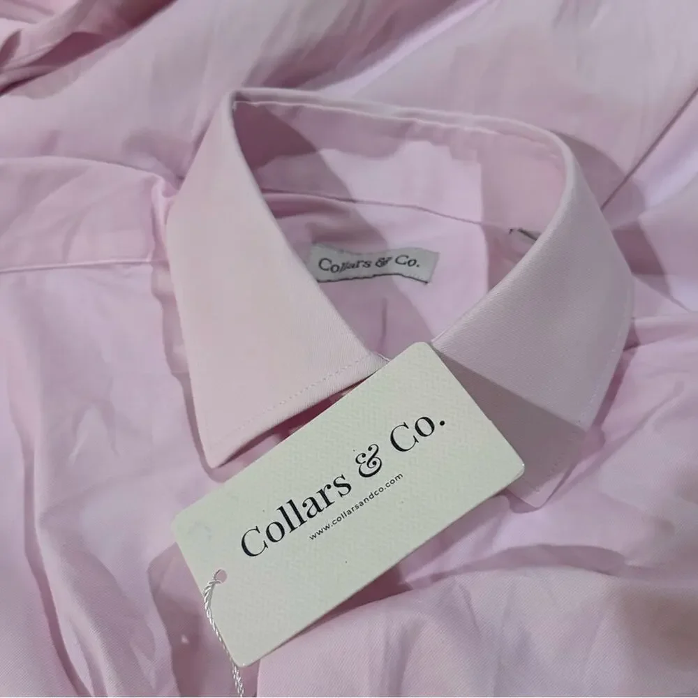 Collars & Co. Quattro Flex Dress Shirt with Semi-Spread Collar - Pink S